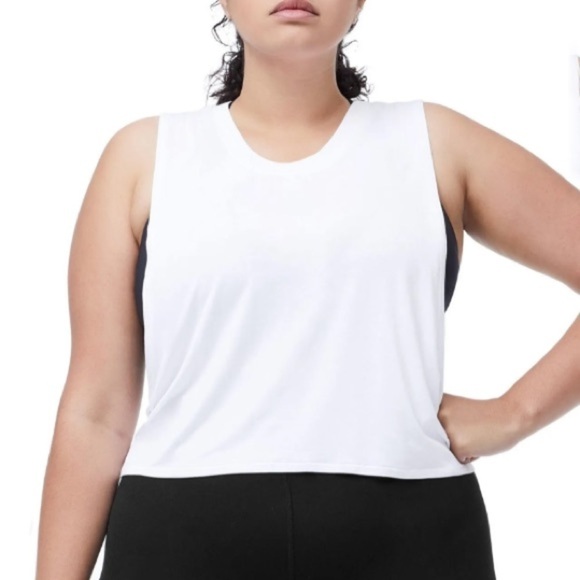 NWT Good American The Muscle Motivation Cropped Tank Top In White - Picture 1 of 5